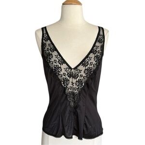 Vintage 70s 80s JCPenney Fantasia Black Lace Camisole Sheer Whimsigoth 36